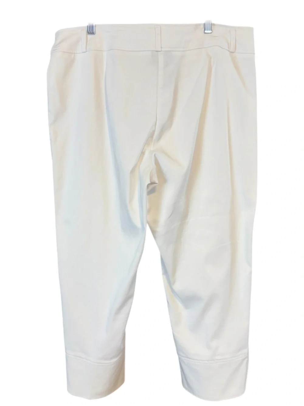 Multiples Button Cuff Cropped Trousers White Size 14 Coastal Chic